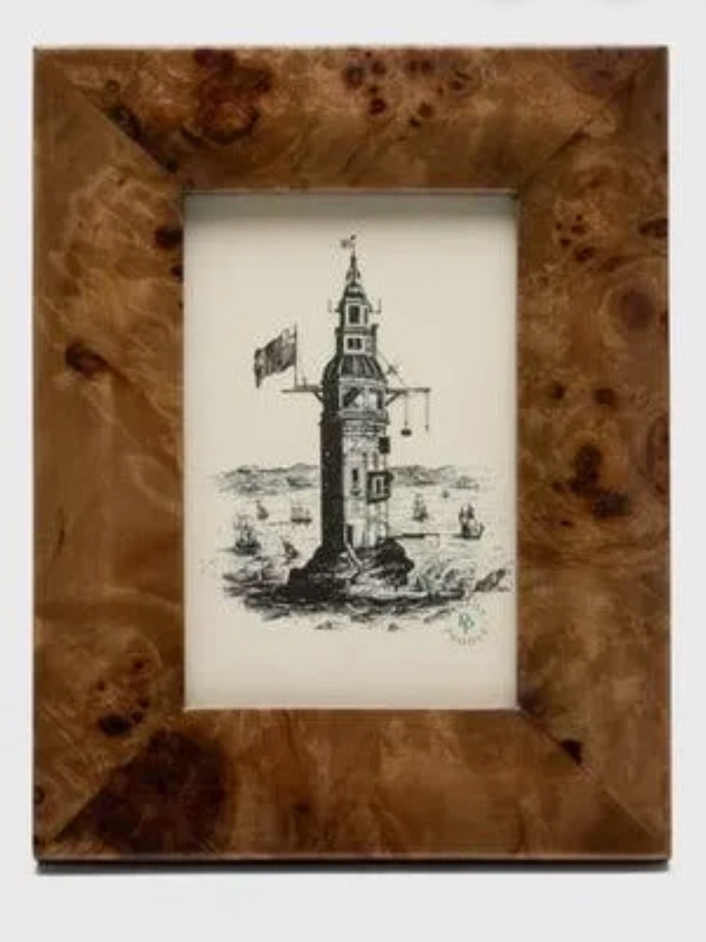 Pigeon & Poodle Narvik Burl Wood Dark Brown Photo Frame Tabletop 4x6" MSRP $149